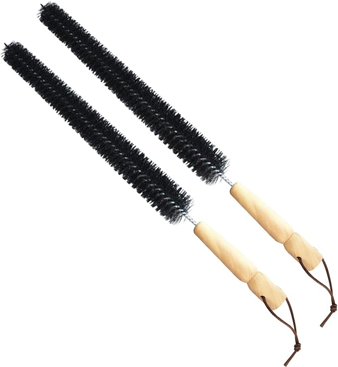 2Pcs Radiator Brush, Dryer Lint Brush Vent Cleaner, 16 inch Long Flexible Refrigerator Coil Soft Bristile Brush with Wooden Handle, Laundry Room and Washer Dryer Organizer (Color:Black)