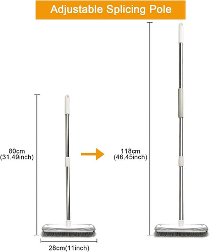 Push Broom,Tub Tile Broom Brush,Stiff Bristles Broom for Shower Cleaning, Patio, Kitchen,Grout and Garage,Indoor Outdoor Cleaning Brush,Adjustable Stainless Steel Long Handle-46.5"…