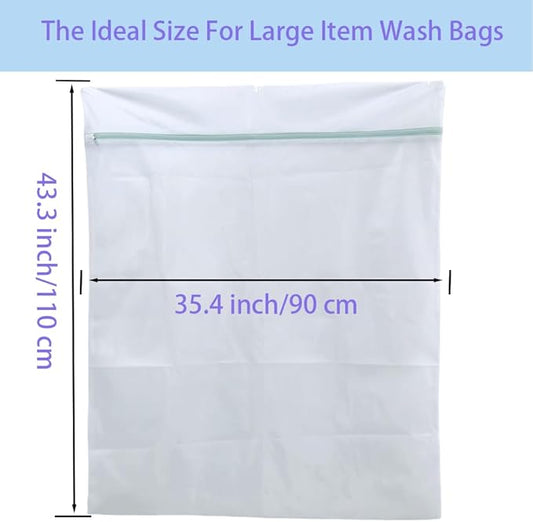 2 Pack 43 x 35 inch Oversize Laundry Bags Mesh Wash Bags, Large Delicates Bag for Washing Machine, Jumbo Laundry Sack for Washing Delicates, Big Clothes, Bed Sheet, Bedcover, Blanket (2)