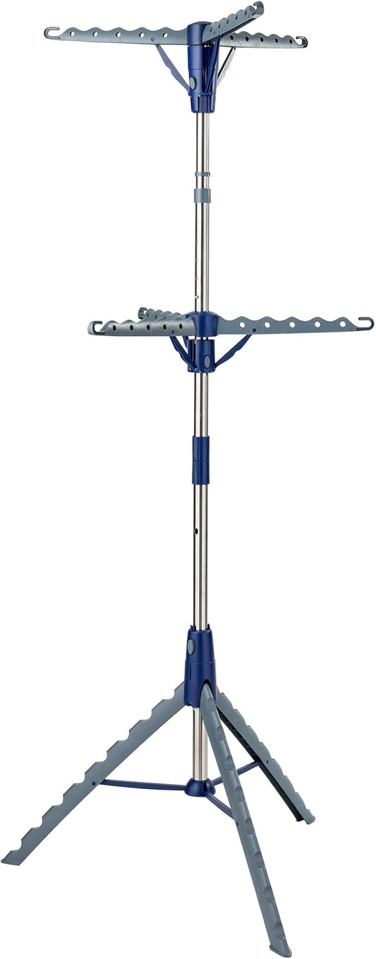 Honey-Can-Do 2-Tier Collapsible Tripod Drying Rack – Space-Saving Foldable Clothes & Laundry Rack, Portable Indoor/Outdoor Stand for Shirts, Towels & Garments