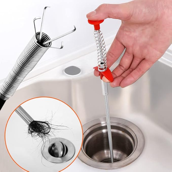 62"Drain Clog Remover Tool, Drain Cleaner Flexible Grabber Claw Reacher Tool with 4 Claws Bendable Hose Pick Up Reaching Assist Tool for Litter Pick, Home and Kitchen Sink, Drains, Toilet