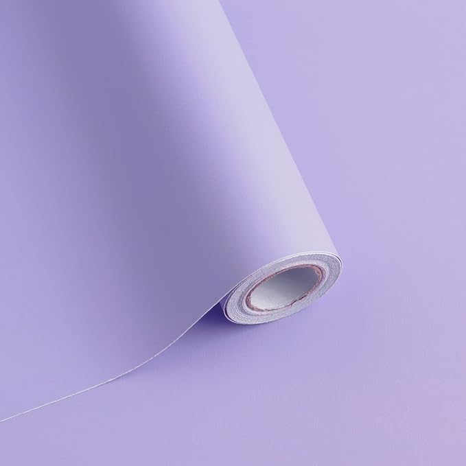 393"x17.7" Peel and Stick Wallpaper Solid Color Purple Contact Paper Self Adhesive Removable Wallpaper for Wall Covering Vinyl Rolls