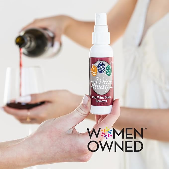Wine Away Red Wine Stain Remover - For Clothing, Carpet, and Fabrics - Removes Fresh and Dried stains. 2-oz. Travel-friendly size