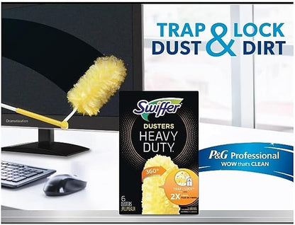 Swiffer Heavy Duty Dusters with Super Extender Handle, 6 Ft Handle, 1 Handle/4 Dusters, 4/Carton