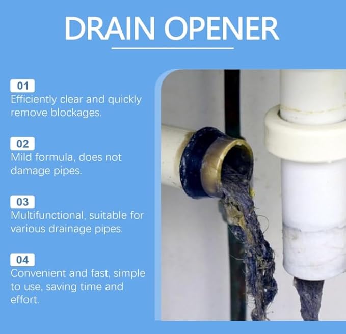 Crystal Lye Drain Opener,Powerful Pipe Dredging Agent, Sink & Drain Cleaner Powder, Toilet Cleaner Foam PowderAll-Purpose Drain Unblocker for Kitchen Bathroom Toilet Shower