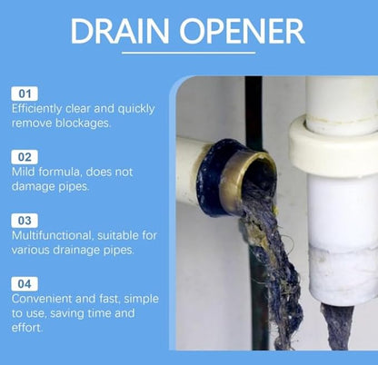 Crystal Lye Drain Opener,Powerful Pipe Dredging Agent, Sink & Drain Cleaner Powder, Toilet Cleaner Foam PowderAll-Purpose Drain Unblocker for Kitchen Bathroom Toilet Shower