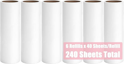 2.95 inch Lint Roller Refill for MINGRACE Mini Lint Roller Travel Size Lint Remover Refills for Clothes, 6 Rolls by 40 Sheets per Roll Total 240 Extra Sticky Sheets (Refills Only)