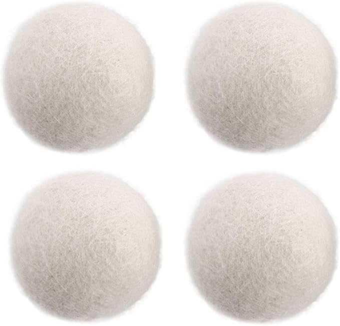 Generic Reusable Wool Dryer Balls Fabric Softener Ball Wool Laundry Ball Reducing Clothing Wrinkles,Saving Drying Time and Fabric Fluffier(4 pcs-no Pattern), AM17CD0AED1US*2