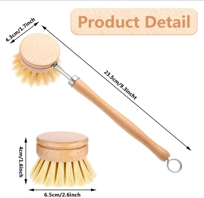 9-Piece Eco-Friendly Kitchen Cleaning Set – Bamboo Dish Brush, Bottle Brushes, Reusable Metal Straws & Cleaning Tools | Zero Waste Household Essentials | Sustainable & Durable Kitchen Accessories