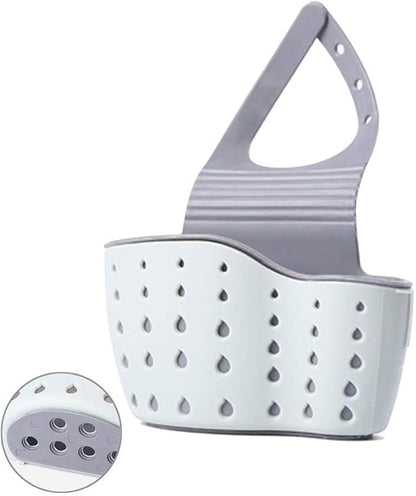 EC ELEGANTCHARM Kitchen Sink Caddy Sponge Holder Silicone Plastic Soap Holder Hanging Ajustable Strap Faucet Caddy with Drain Holes for Drying