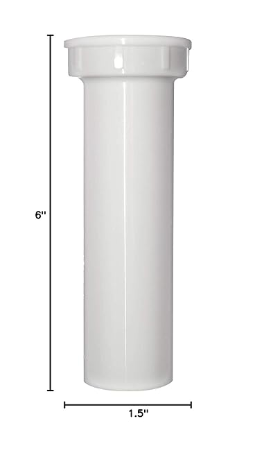 Plumb Pak PP15-6W Sink Strainer Tailpiece with, 1-1/2 in Dia X 6 in L, Threaded, Plastic