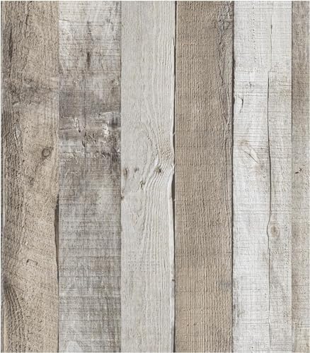 LXCREAT Natural Wood Contact Paper, Peel and Stick Wallpaper 17.5"x787.4", Self Adhesive and Removable Vintage Faux Wooden Shiplap Wall Paper for Shelf Kitchen Counter Home Walls Decoration