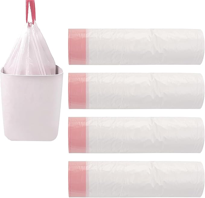8 Gallon Plastic Trash Bags 330 Count White Drawstring Thick Garbage Bags for Office Kitchen Home 22.06'' x 25.61''