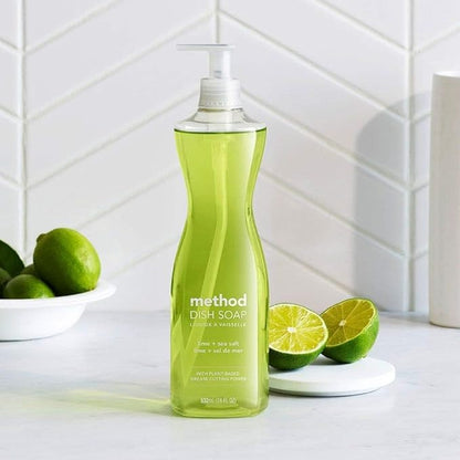 Method Dish Soap, Lime + Sea Salt, Tough on Grease, 18 Fl Oz (Pack of 1)