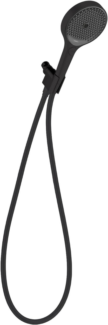 hansgrohe Rainfinity 5-inch Handheld Shower Head Set Modern 3-Spray PowderRain, Intense PowderRain, MonoRain with QuickClean with Hose in Matte Black, 1.75 GPM, 26914671
