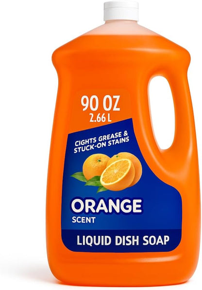 Ultra Triple Action Dishwashing Liquid, Orange Scent, 90 Fl Oz – Powerful Grease-Fighting Formula, Long-Lasting Clean, Fresh Citrus Aroma
