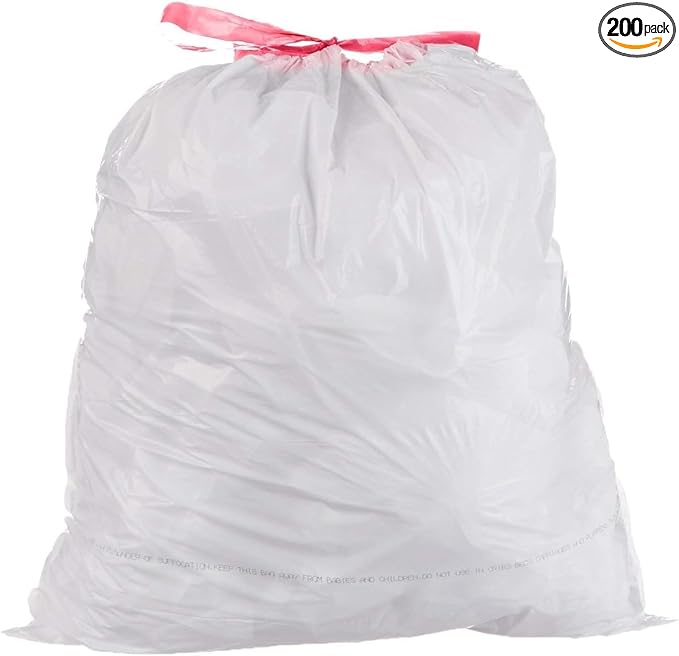 LIMELINEN Tall Kitchen Trash Bags with Drawstring, 200 Count, 13-gallon Trash Bag of 0.9 mil Thickness, Leak and Odor-Resistant, Heavy-Duty Plastic Garbage Bags for Home and Commercial Use