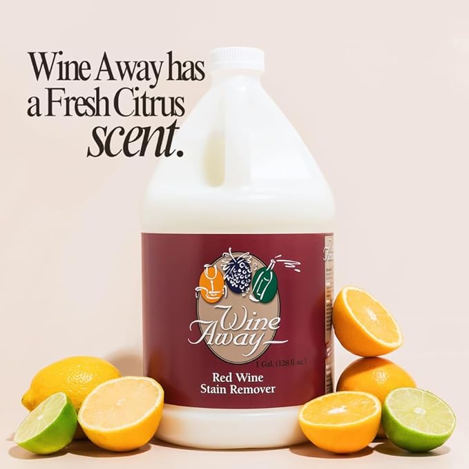 Wine Away Red Wine Stain Remover - Removes Wine Spots - Perfect Fabric Upholstery and Carpet Cleaner Spray Solution - Spray on Stain Wash and Resolve Laundry to Vanish Stain - Citrus Scent - 1 Gallon