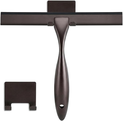 NETANY Shower Squeegee, 14-Inch Bronze Squeegee, All-Purpose Stainless Steel Squeegee for Bathroom, Shower Doors, Mirrors, Tiles and Car Windows - 100% Streak Free