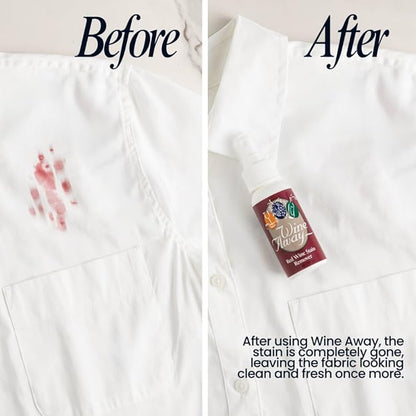 Wine Away Red Wine Stain Remover - For Clothing, Carpet, and Fabrics - Removes Fresh and Dried stains. 2-oz. Travel-friendly size