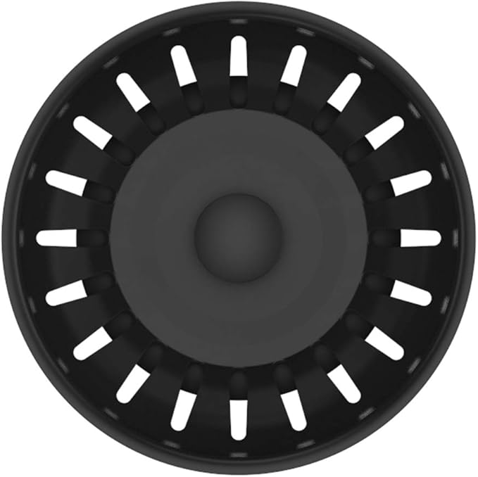KANARY Kitchen Sink Basket Strainer Replacement for Standard Drains (3-1/2 Inch) Stainless Steel Body with Rubber Stopper (Pack of 2, Matte Black)