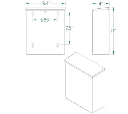 SUNERA Commercial Sanitary Napkin Receptacle Bin Wall Mount Feminine Hygiene Products Tampon & Waste Disposal Container 304 Stainless Steel Amercian Standard Brush Finish