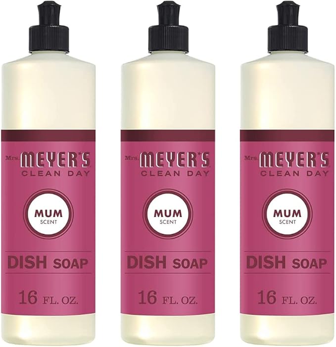 Mrs. MEYER'S Clean Day Liquid Dish Soap, Mum, 16 Fl Oz. (Pack of 3)