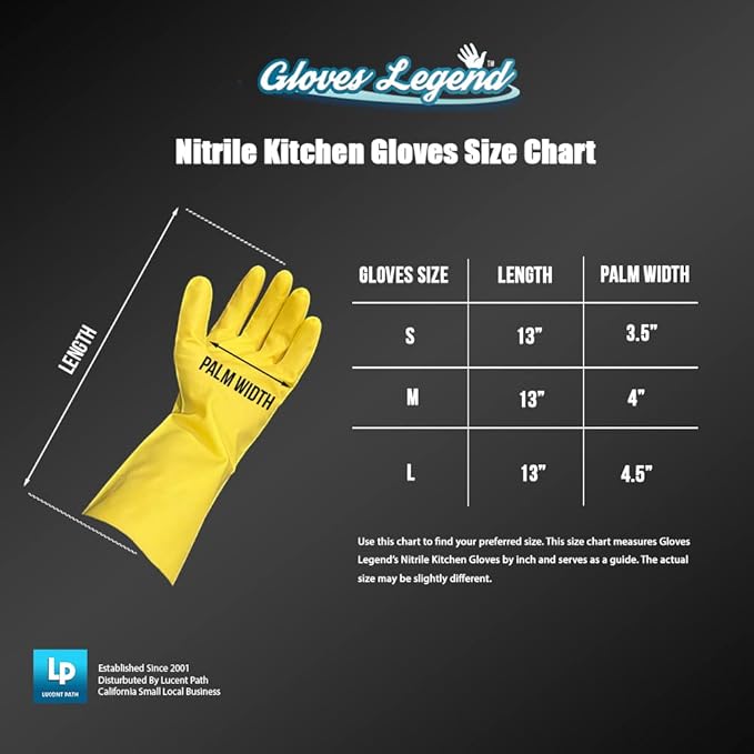 Size Large Yellow Household Kitchen Cleaning Dishwashing Reuseable Gloves