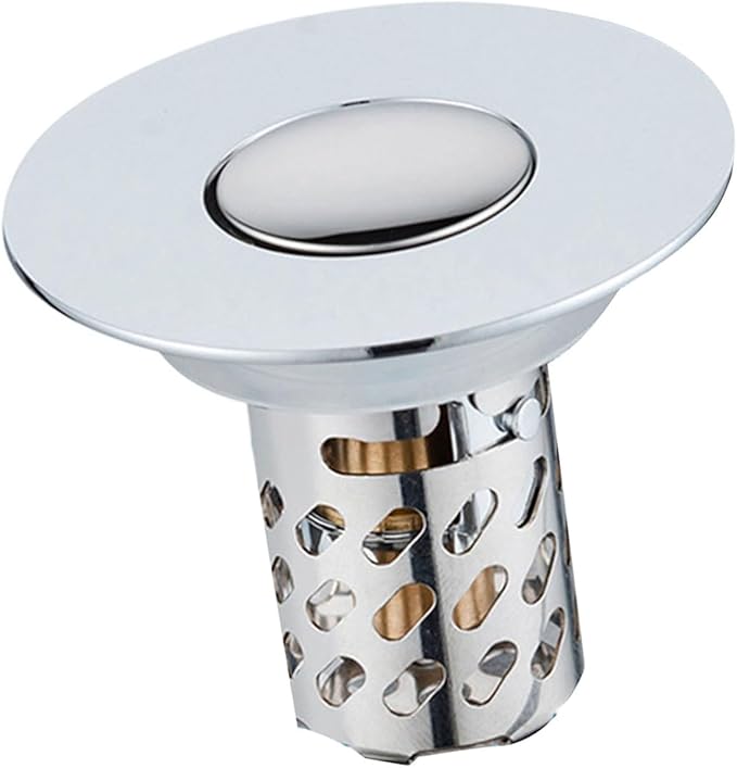 Push Button Sink Drain Stoppers With Odor Prevention And Hair Catcher Steel Bathroom Basin Filter For Not Clogging Not Odor Popup Drain Stoppers