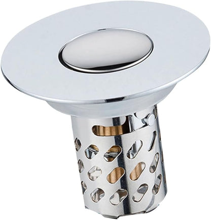 Push Button Sink Drain Stoppers With Odor Prevention And Hair Catcher Steel Bathroom Basin Filter For Not Clogging Not Odor Popup Drain Stoppers