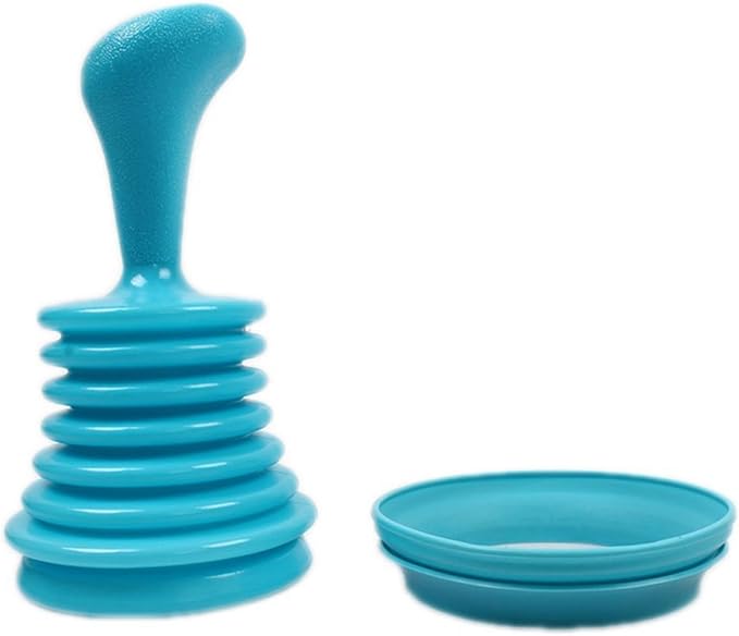 Kitchen Sink Drain Plunger, PP Bellows Air Pressure Tool for Toilet Bowl Unclogging, High Power Squeeze Cleaner for Bathroom Shower Clog Removal, Bathtub Drain Hair Remover(Blue)