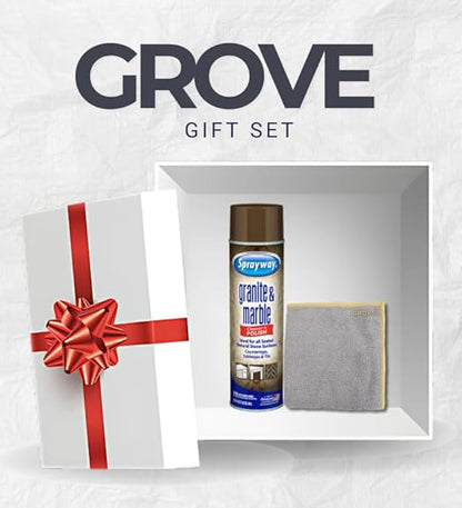 Sprayway Granite and Marble Cleaner 19 oz Spray Bundle with Microfiber Cloth – Cleans and Polishes Natural Stone Surfaces – Granite Countertop Cleaner – Gift Set (2 Items)