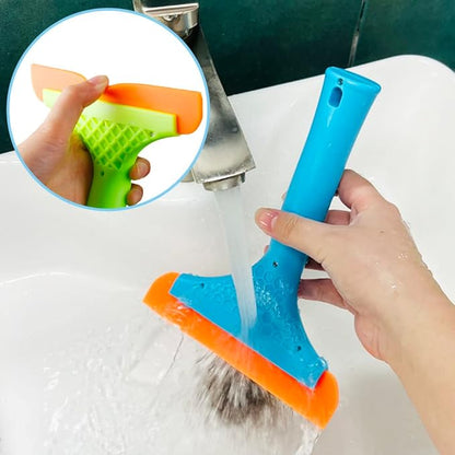 3 Pcs Flexible Silicone Squeegee, FineGood 5.9” Blade Window Squeegee Shower Squeegee for Glass Doors, Car Windshield, Mirror, Window