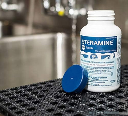 1 Bottle Steramine Sanitizer Tablets - Multi Purpose Steramine Sanitizing Tablets for Food Contact Surfaces in Kitchen, Diners, Hotels, Restaurants & Food Trucks by FryOilSaver Co. (150 Count)