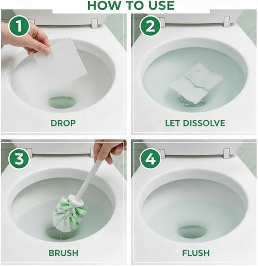 ecoEffect™ Toilet Bowl Cleaner Sheets | 120 Cleans | Natural | Quick Dissolve | Deodorizing Citrus Scent | Biodegradable | Septic Safe | Eco-Friendly | NO PLASTIC