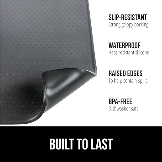 GORILLA GRIP Silicone Coffee Mat, 15x23, Espresso Machine Bar Accessories, Keep Kitchen Counters Clean, Stays in Place, Waterproof and Heat Resistant Dish Drying Mats, Home Decor Essentials, Black