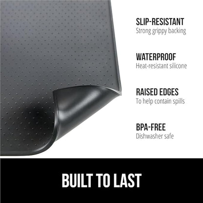GORILLA GRIP Silicone Coffee Mat, 18x28, Espresso Machine Bar Accessories, Keep Kitchen Counters Clean, Stays in Place, Waterproof and Heat Resistant Dish Drying Mats, Home Decor Essentials, Black