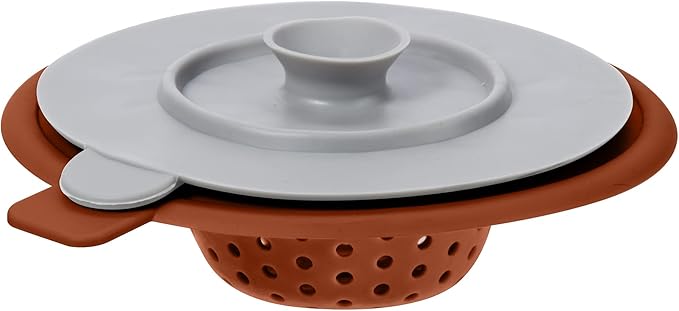 OGGI Silicone Sink Strainer & Stopper Set- Great Kitchen Sink Strainer, Silicone Drain Stopper, Sink Drain Strainer, Sink Plug 4.6˝ Diameter Rim, Brick Red