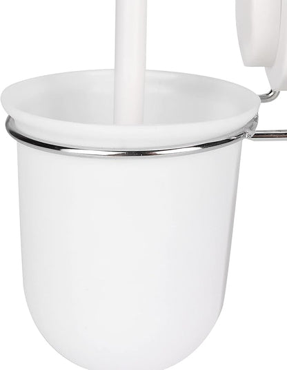 Toilet Brush, Plastic Toilet Brush with Toilet Brush Holder, Quick Dry Toilet Brush Holder, Wall Mount, with Suction Cup, White 33x12x10.2 cm