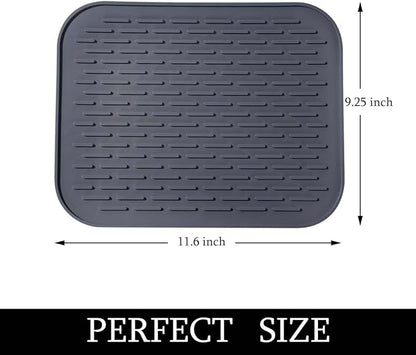 Dish Mat Silicone Dish Drying Mats Works For Drying Stemware Cocktail Glasses Silverware Pots Pans Knives and Dish Rack for Kitchen Counter Sink Bar Pads Easy to Clean (11.5" x 9.1")