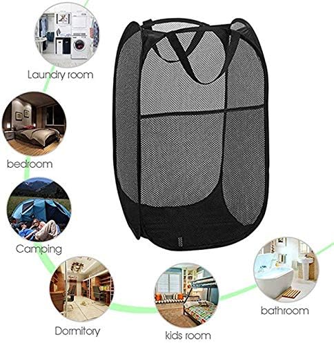 DurReus Foldable Large Pop Up Laundry Hamper with Pocket for Dirty Clothes,Sporting Goods,Baby Toys,Dorm Laundry Basket Rectangle Black