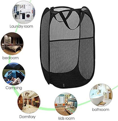 DurReus Foldable Large Pop Up Laundry Hamper with Pocket for Dirty Clothes,Sporting Goods,Baby Toys,Dorm Laundry Basket Rectangle Black