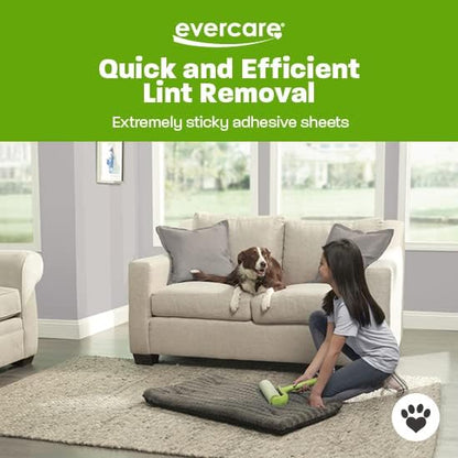 Evercare Ultra Sticky Pet Mega Lint Roller Value Pack, Manual Clothes & Furniture Cleaner with Handle and 2 Refills, 50 Sheets Each