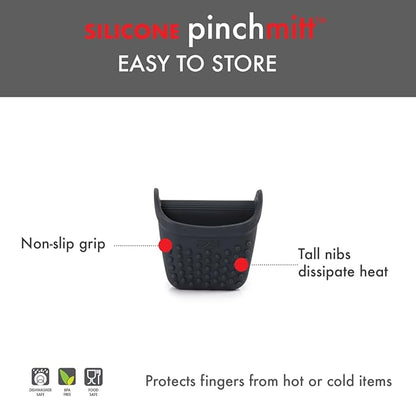 Dexas PinchMitt Silicone Oven Mitt - Single Heat Resistant Glove to 450°F, Non-Slip Grip, Dishwasher Safe, Gray