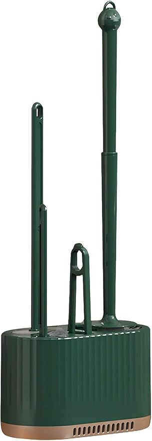 Basaza Toilet Brush and Holder Set Toilet Bowl Cleaning Brush and Holder for Bathroom Toilet Bowl Cleaner Brushes & Holders 4 in 1 Dark Green Bathroom Accessories Wall Mounted or Floor Standing