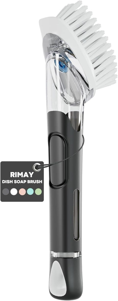 RIMAY Soap Dispensing Dish Brush, Dish Scrubber with Soap Dispenser, Dish Soap Brush, Dish Wand with Soap Dispenser Kitchen Brush for Dishes, Pans, Sink, Pots