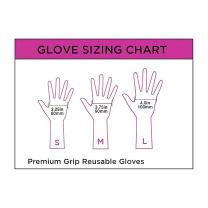 Colortrak Premium Grip Reusable Gloves, 4 Pairs (8 Gloves Total), Powder Free Latex, Durable and Chemical Resistant, Textured for Better Grip, Extra Long Cuff, Washable, Black, Medium
