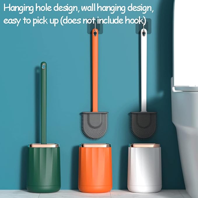 Soft Silicone Toilet Brush Compact Size Toilet Bowl Brush with Ventilated Holder Toilet Cleaner Brush for Bathroom Storage Reusable
