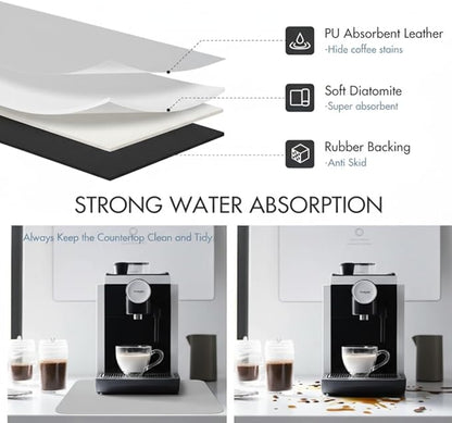 Dish Drying Mat Super Absorbent – 17" x 31" Coffee Mat for Countertops – Non-Slip Drying Mat for Kitchen Counter – Easy to Clean Water Absorbent Mat – XLarge Dish Drying Mats (Lite Gray)