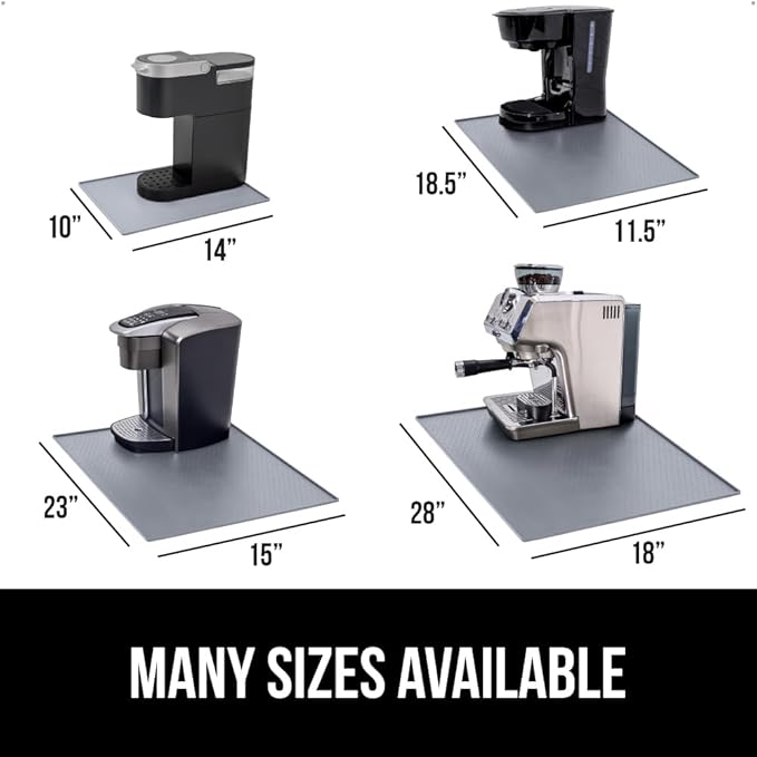 GORILLA GRIP Silicone Coffee Mat, Espresso Machine Bar Accessories, Keep Kitchen Counters Clean, Stays in Place, Waterproof and Heat Resistant Dish Drying Mats, Home Decor Essentials, 11.5x18.8, Gray